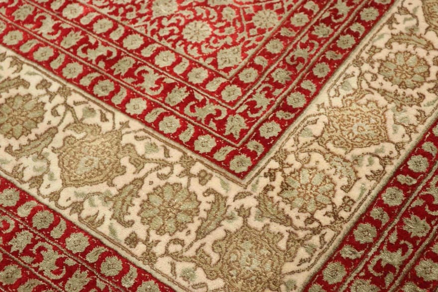 Tabriz Mahi Teppich 352x243 cm, handgeknüpft, Perserteppich