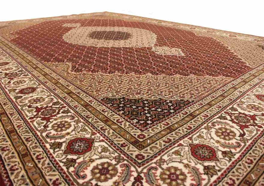 Tabriz Mahi Teppich 353x251 cm, handgeknüpft, Perserteppich
