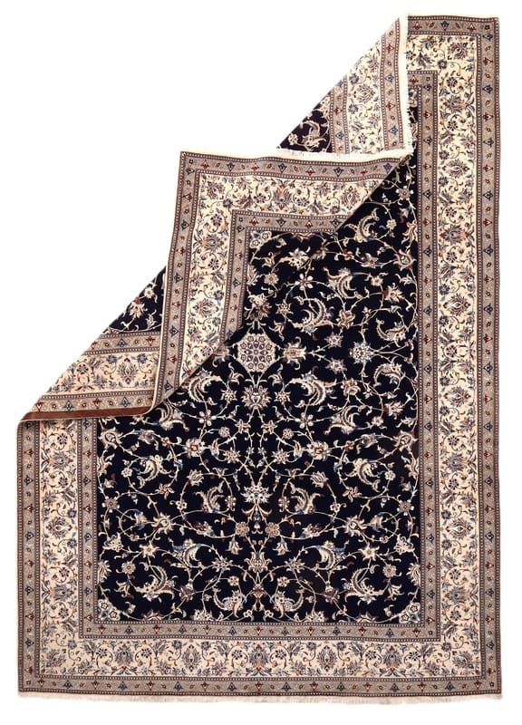 Nain6La Teppich 347x248 cm, handgeknüpft, florales Design, Perserteppich H1