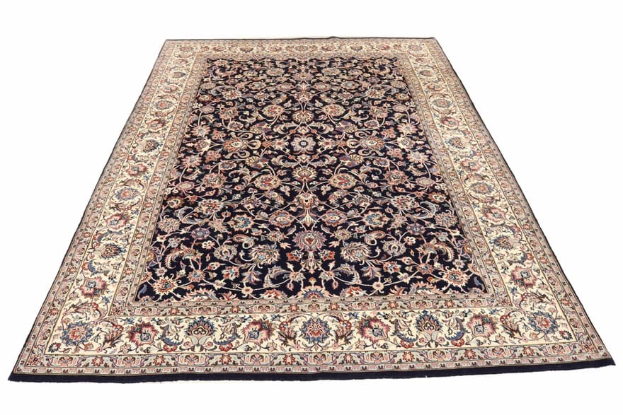 Orientteppich Mashad Sherkat 360x244 cm, robust, rot-blau, handgeknüpft