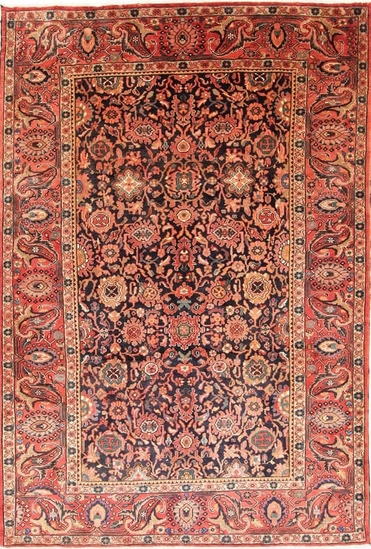 Handgeknüpfter Orientteppich 319x219 cm, marineblau, Wolle, langlebig