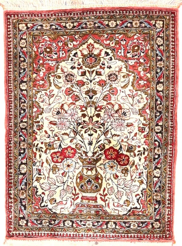 Ghom Seidenteppich 97x61 cm - Hochwertig, handgeknüpft