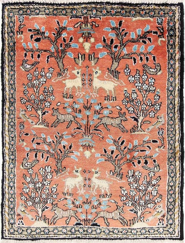 Ghom Seidenteppich 77x57 cm - Handgeknüpft, luxuriös, Orientteppich