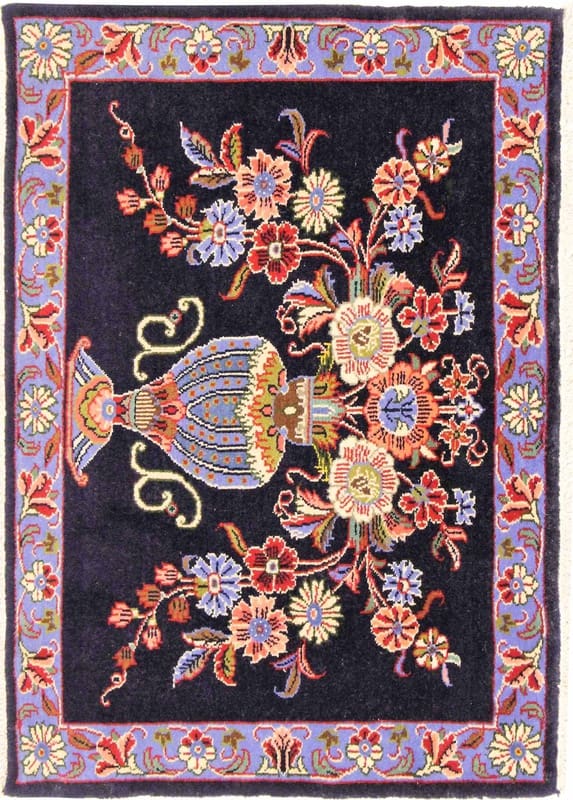 Keshan Teppich 82x58 cm – klassisches Medaillon, handgeknüpft, Perserteppich