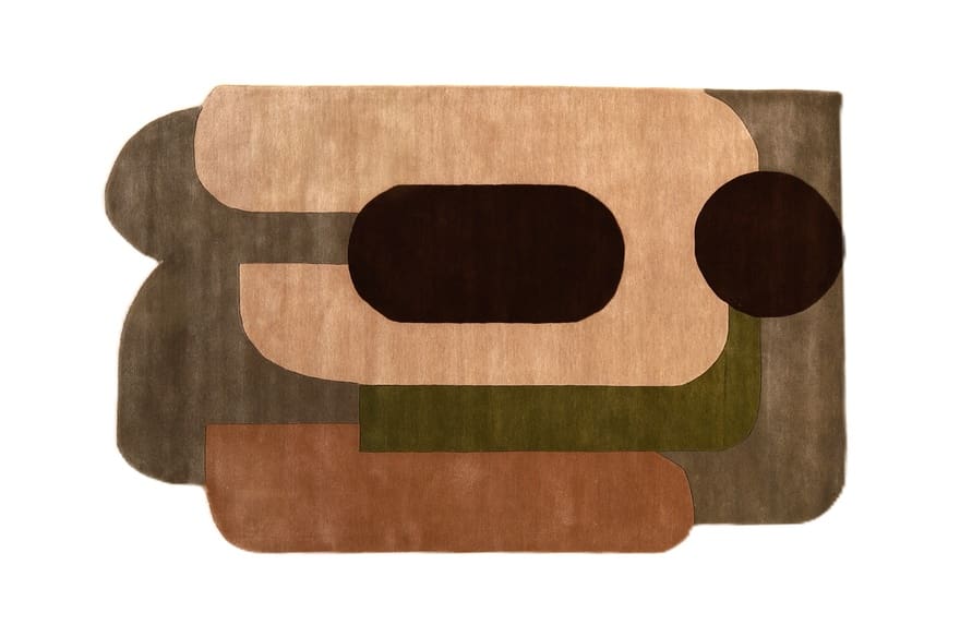 Handgetufteter Orientteppich 232x161 cm in Beige, Grau, Grün, Braun