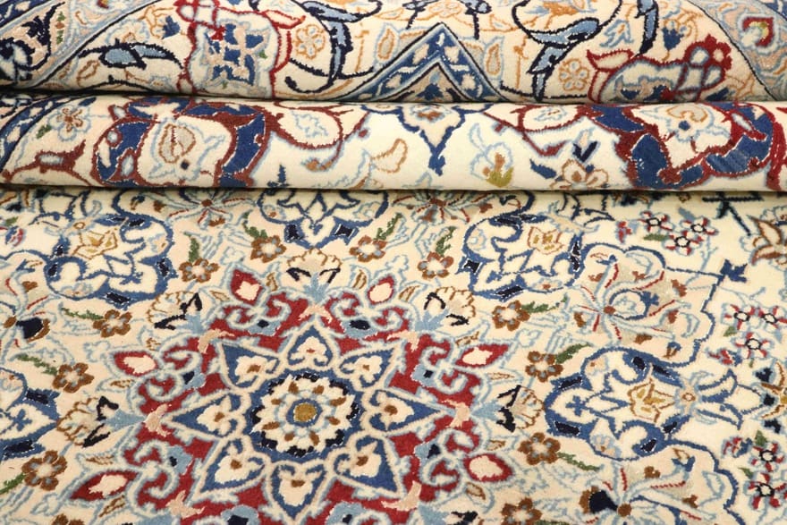 Nain 9 La Teppich 319x201 cm, Bergamotte-Design, handgeknüpft Perserteppich