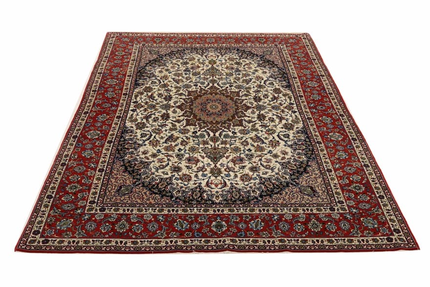 Isfahan Teppich 296x200 cm, 650.000 Knoten, handgeknüpft, Perserteppich