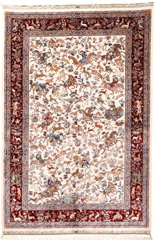 Ghom Orientteppich 232x151 cm, Viskose, elegant, gewebt