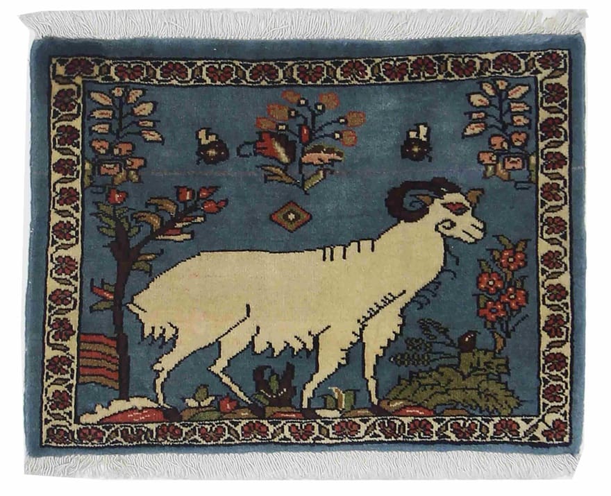 Sarough Teppich 61x44 cm, antik, einzigartiges Design, handgeknüpft