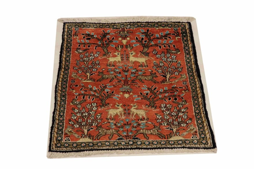 Ghom Seidenteppich 77x57 cm - Handgeknüpft, luxuriös, Orientteppich