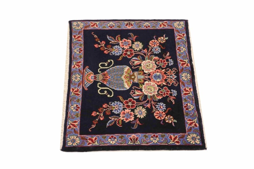 Keshan Teppich 82x58 cm – klassisches Medaillon, handgeknüpft, Perserteppich