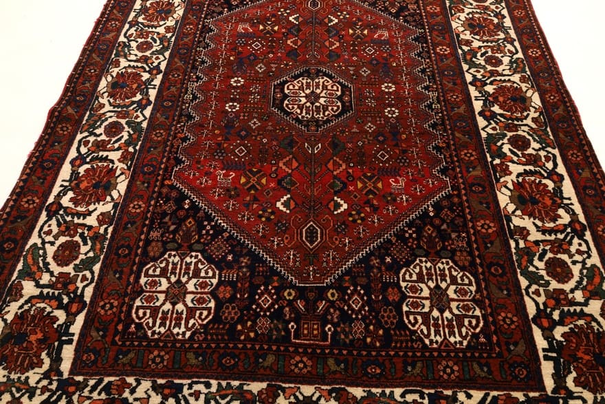 Abadeh Orientteppich 222x161 cm, antikfarben, handgeknüpft