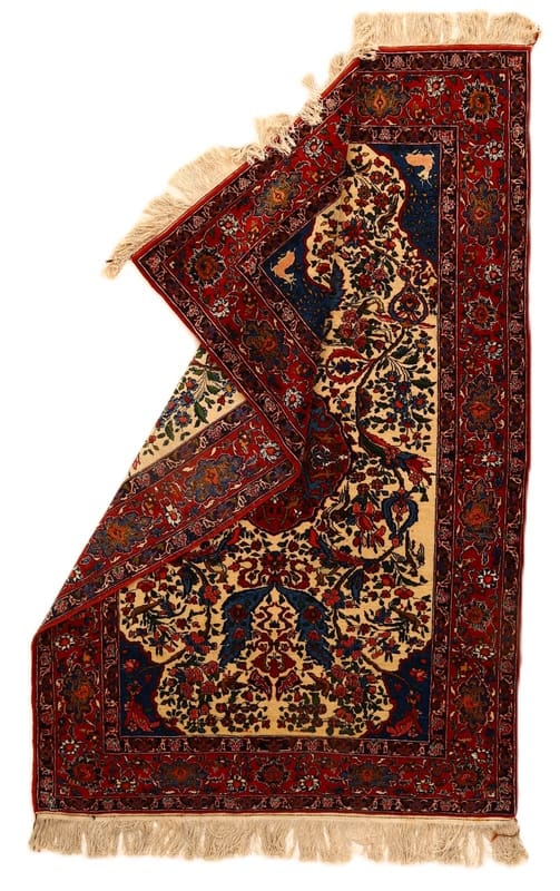 Antiker Isfahan-Seidenteppich 232x151 cm – Handgeknüpft, Perserteppich
