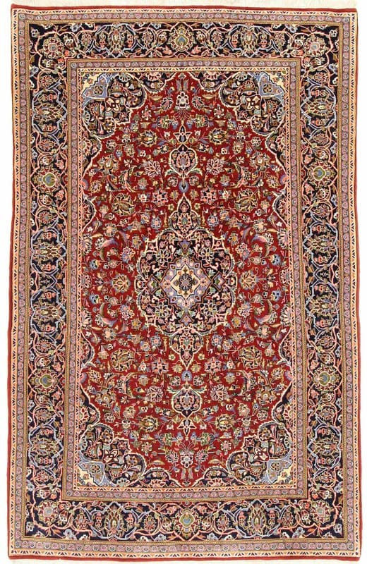 Keschan Teppich 227x145 cm – Handgeknüpft, persisches Medaillon-Muster