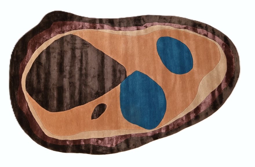 Handgetufteter Orientteppich 247x151 cm – Erdtöne & Blau, einzigartig