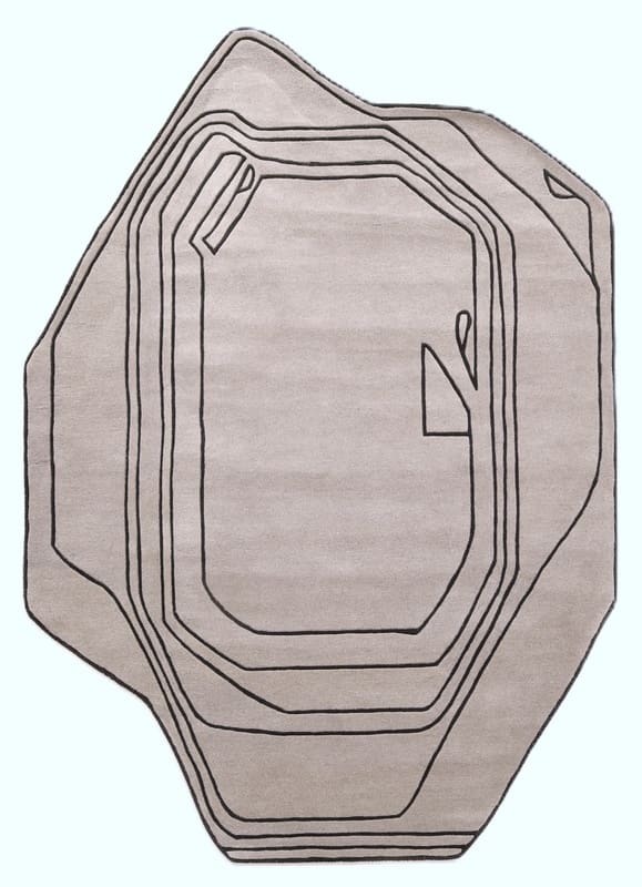 Moderner Orientteppich 247x151 cm in Beige mit Linienmuster, handgeknüpft