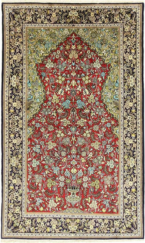 Ghom Teppich 240x146 cm Seide handgeknüpft Luxus Orientteppich