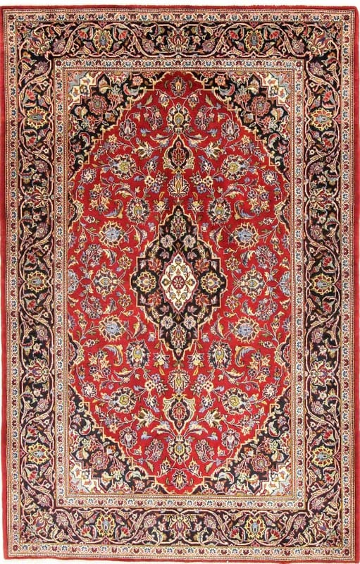 KESHAN Teppich 219x141 cm – Handgeknüpft, Perserteppich mit Medaillon