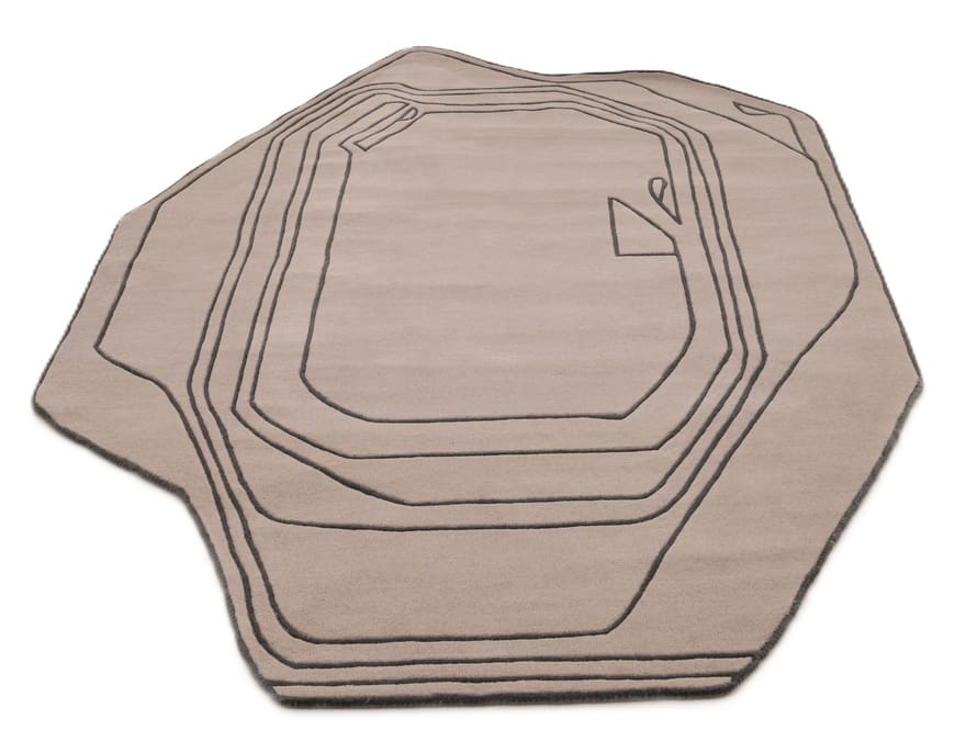 Moderner Orientteppich 247x151 cm in Beige mit Linienmuster, handgeknüpft