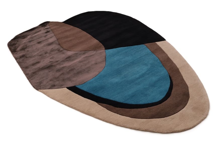 Exklusiver Orientteppich 232x161 cm, handgetuftet, modern, blau-beige