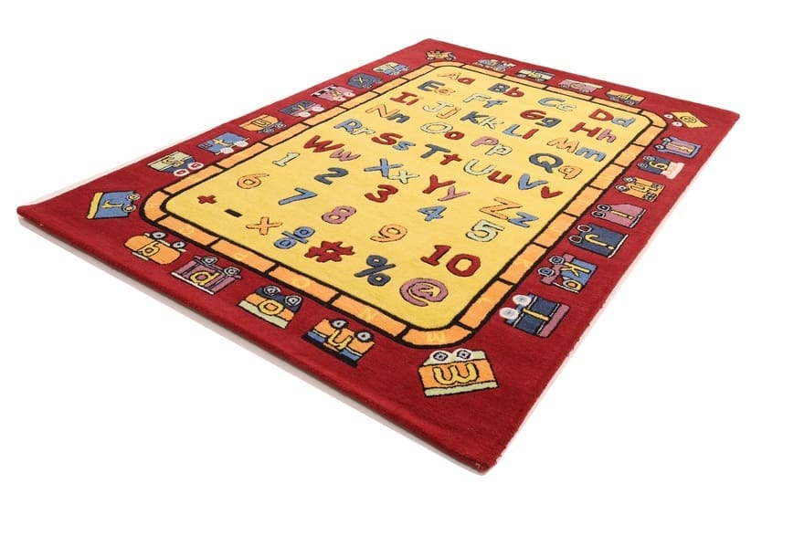 Orientteppich 245x171 cm für Kinder - Zahlen & Buchstaben, handgeknüpft