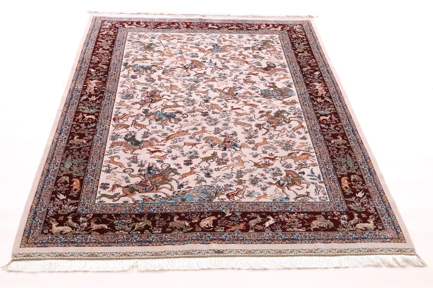 Ghom Jagdrevierteppich 232x151 cm – eleganter Perserteppich, handgeknüpft