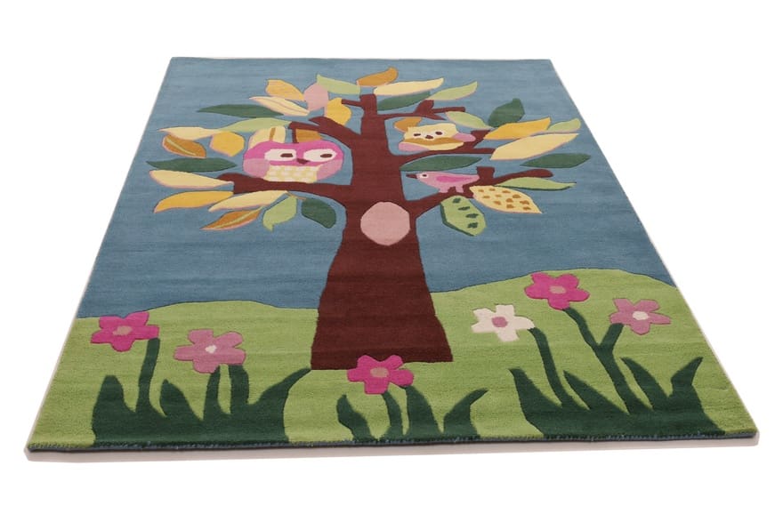 Orientteppich 245x171 cm mit Baum- und Vogeldesign, handgeknüpft