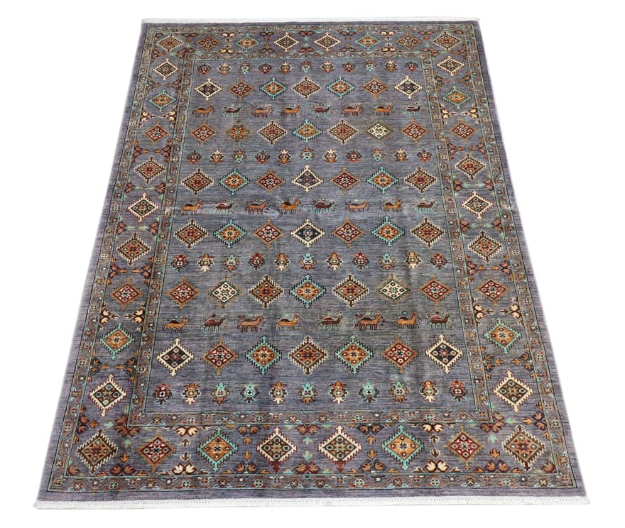 Ziegler Teppich 241x173 cm - Antiklook, handgeknüpft, Orientteppich