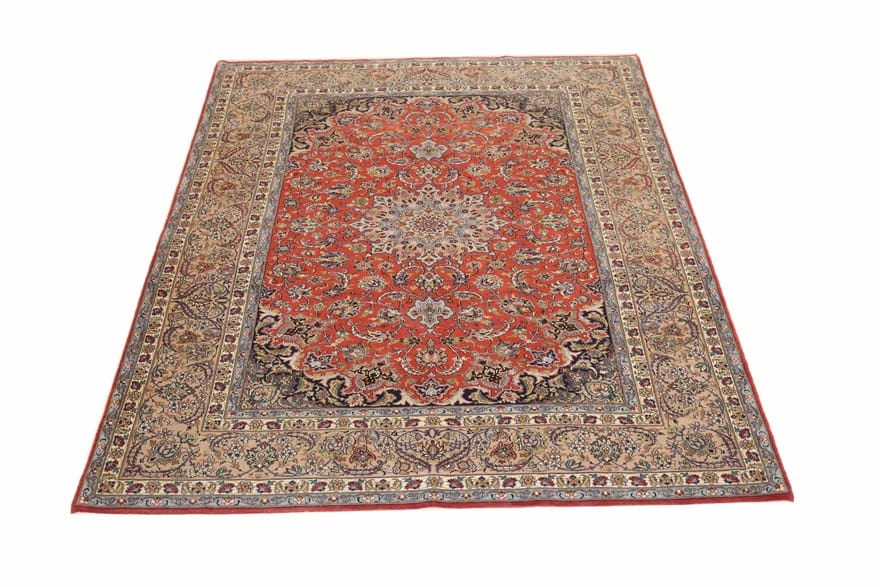 Handgeknüpfter Isfahan Orientteppich 237x156cm in Rot und Blau