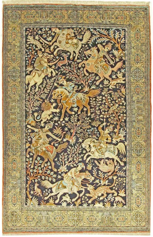Ghom Seidenteppich 208x140 cm – handgeknüpft, luxuriös, elegant