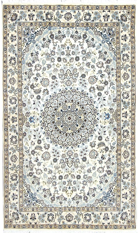 TeppichBazar Nain 9 La Teppich 213x129 cm, Elfenbein, handgeknüpft