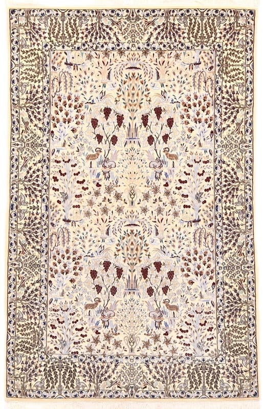 Handgeknüpfter Nain 6 La Orientteppich 197x127 cm in Creme-Braun