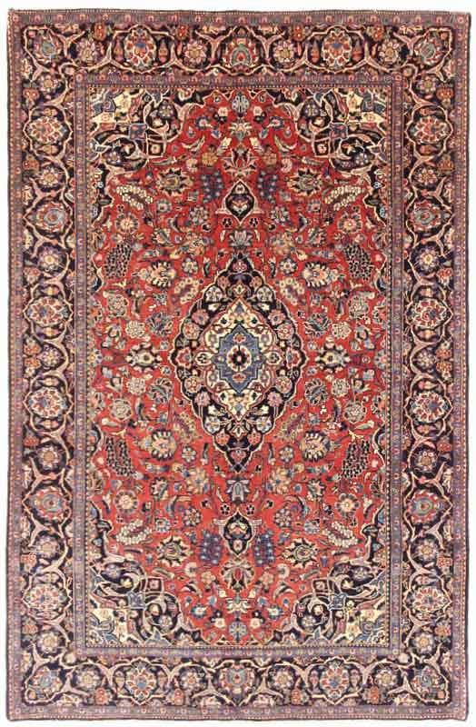 Keschan Teppich 203x136 cm – handgeknüpft, florales Design, Perserteppich