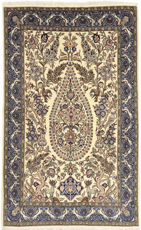 Ghom Teppich 217x139 cm, 100% Seide, handgeknüpft, Orientteppich