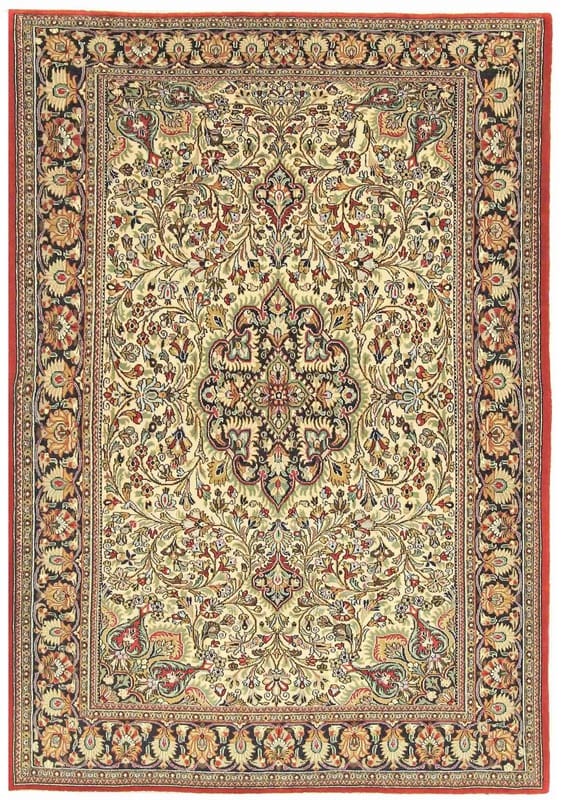 Ghom Kork Teppich 199x139 cm, Seide, handgeknüpft, Orientteppich