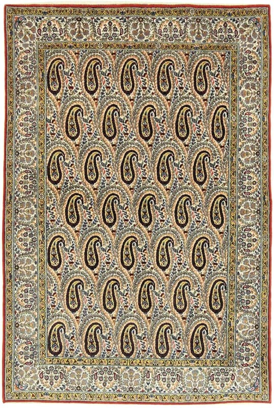 Ghom Teppich 205x139 cm, Seide, handgeknüpft, Orientteppich