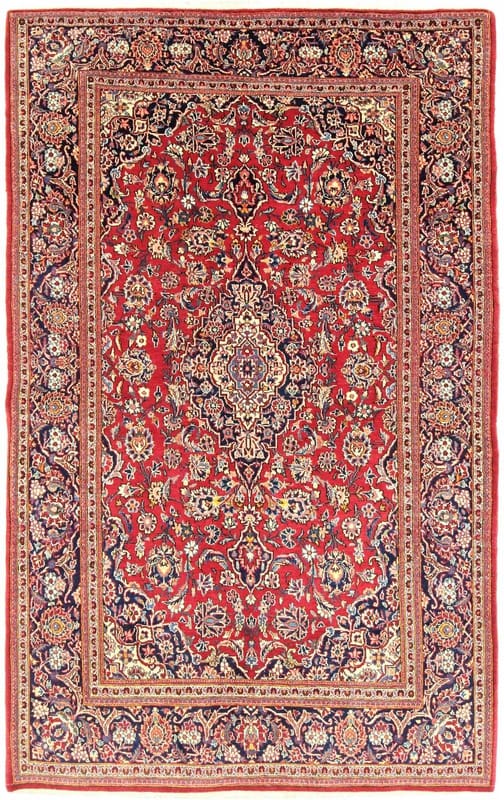Keshan Orientteppich 216x132 cm – Handgeknüpft, Antik, Floral