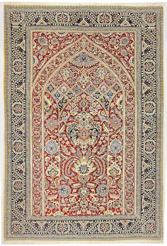 Ghom Teppich 202x137 cm, Seide, handgeknüpft, Luxus Orientteppich
