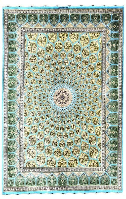TeppichBazar Ghom Seidenteppich 203x133 cm – Persischer Luxus, handgeknüpft