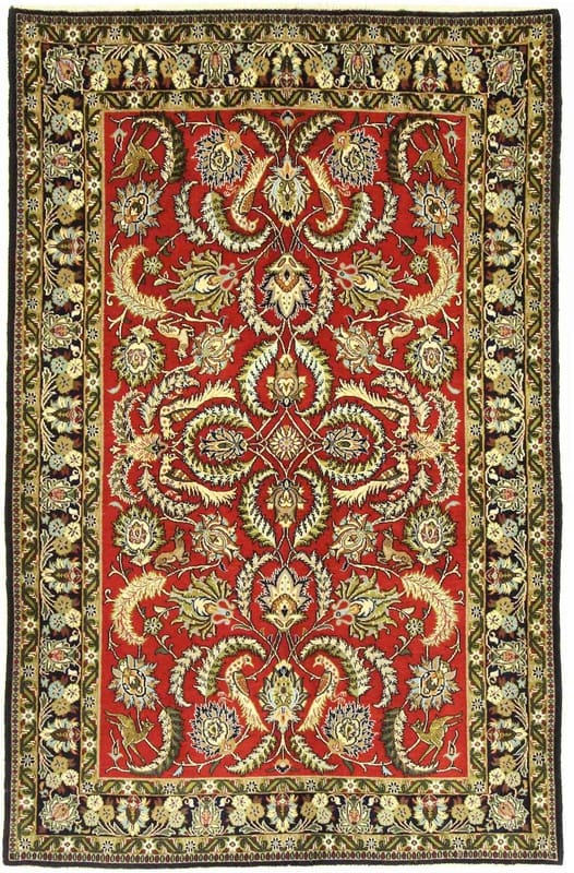Ghom Kork Teppich 214x134 cm - luxuriöser Seidenteppich handgeknüpft