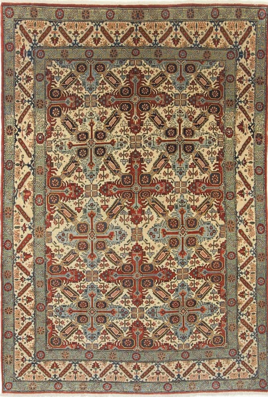 Ghom Antik Teppich 206x141 cm - Hochwertige Seide, handgeknüpft