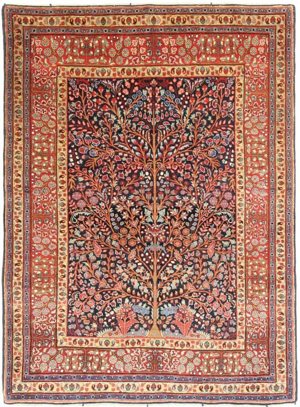Antiker Tabriz Teppich 192x131 cm – Wolle, Lebensbaum-Motiv, handgeknüpft