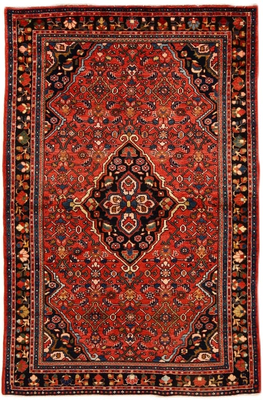 Hosenabad Antiker Perserteppich 202x128 cm, 128.000 Knoten, handgeknüpft