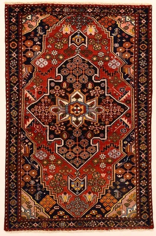 Antiker Hamadan Teppich 202x130cm, Knotendichte 128.000, Perserteppich