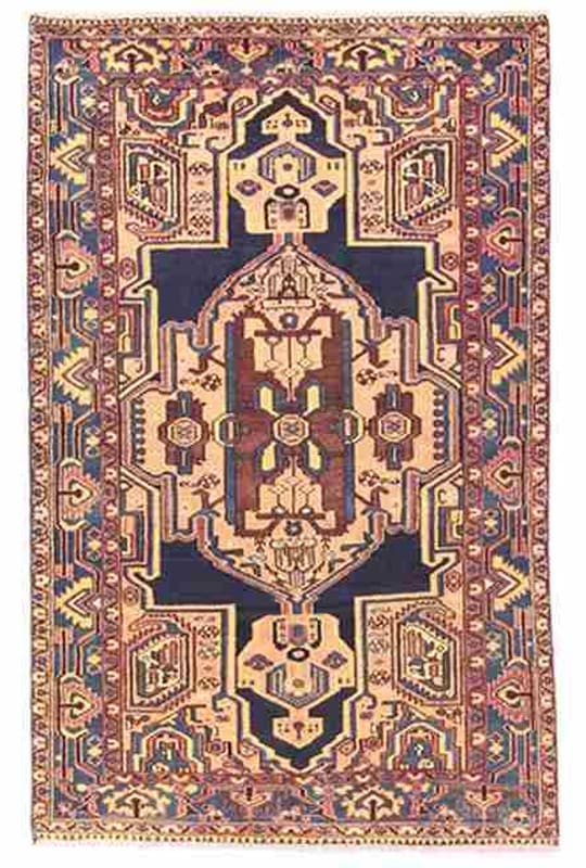 Hamadan-Alt Teppich 214x133 cm, antik, handgeknüpft, Perserteppich