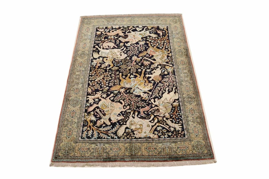 Ghom Seidenteppich 208x140 cm – handgeknüpft, luxuriös, elegant