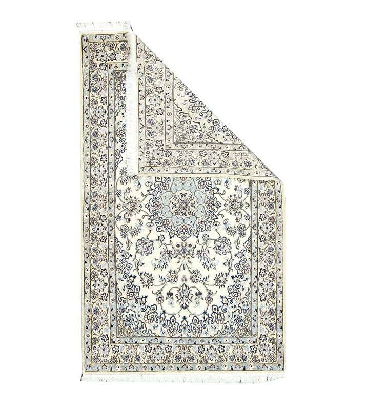 Handgewebter NAIN 9LA Teppich 216x129 cm in Blau-Creme, Orientteppich