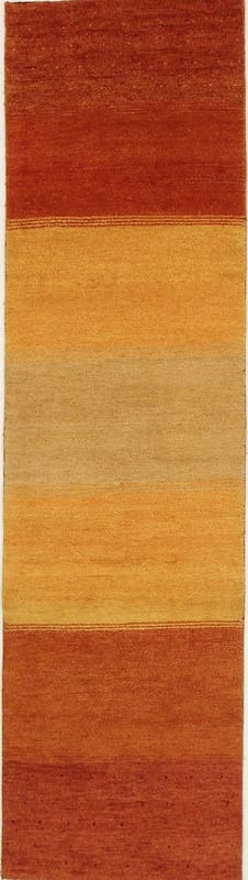 Gabbeh Teppich 302x81 cm - Geometrisches Muster - handgeknüpft