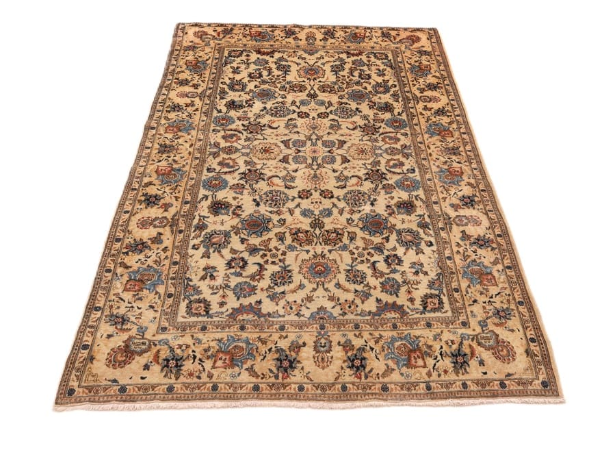 Antiker Keshan Orientteppich 210x134 cm, handgeknüpft, Blumenmuster
