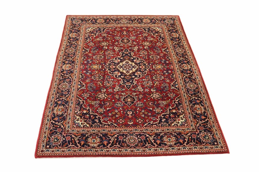 Keschan Teppich 219x136 cm – Handgeknüpft, Perserteppich mit Medaillon